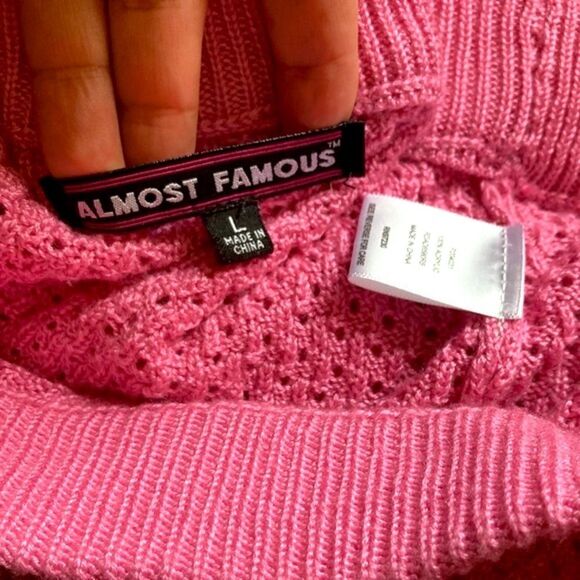 ALMOST FAMOUS Pointelle Crocheted Textured Sweater Mini Desert Rose Skirt Large - Picture 8 of 10